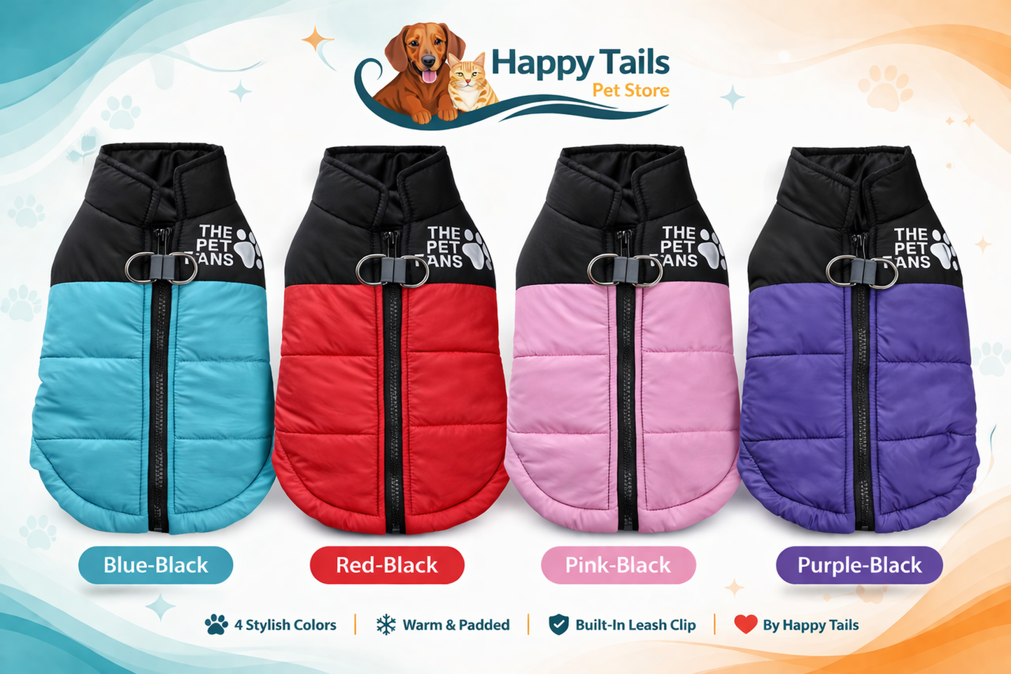 HappyTails™ CozyFit Dog Waterproof Jacket Harness