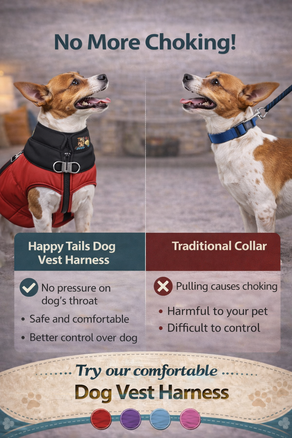 HappyTails™ CozyFit Dog Waterproof Jacket Harness