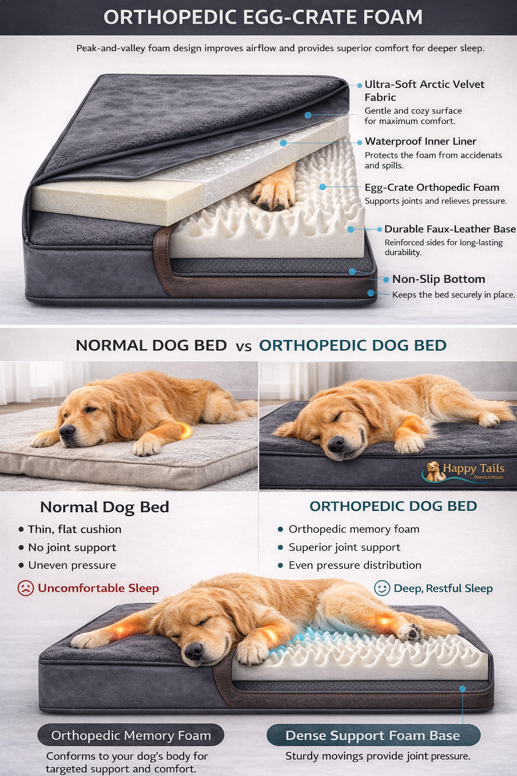 Orthopedic Egg-Crate Dog Bed